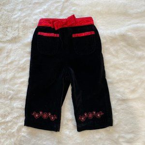 Newberry Cotton Velour Embroidered Floral Design Pull-On Pants Size 12 M…